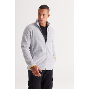 AC&Co / Altınyıldız Classics Men's Gray Melange Standard Fit Normal Cut Cold Proof High Neck Fleece Sweatshirt Jacket