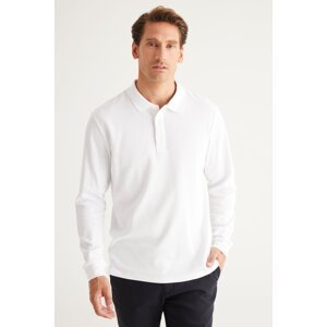 ALTINYILDIZ CLASSICS Men's White Slim Fit Slim Fit Polo Neck 100% Cotton T-Shirt