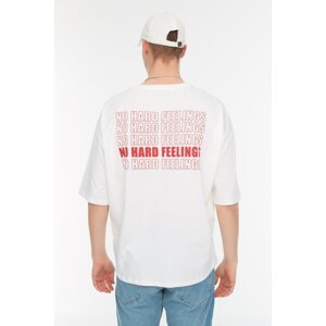Trendyol Men's Oversize/Wide Cut Crew Neck Short Sleeve Text Printed 1 Cotton T-Shirt