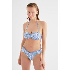 Trendyol Blue Floral Pattern Bikini Top