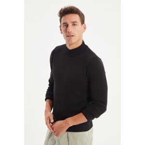 Trendyol Men's Black Slim Fit Half Turtleneck 100% Cotton Basic Sweater