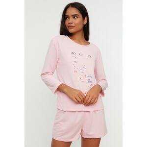 Trendyol Powder Printed Knitted Pajamas Set