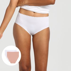 DIM BODY TOUCH HIGH BRIEF 2x - Women's cotton panties with a higher waist 2 pcs - white - body