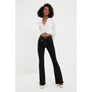 Trendyol Black Asymmetrical High Waist Flare Jeans With Closure