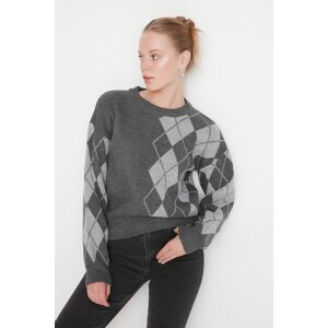 Trendyol Anthracite Geometric Jacquard Knitwear Sweater