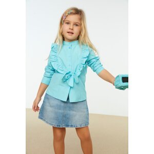Trendyol Mint Girls' Woven Shirt With Frill Front