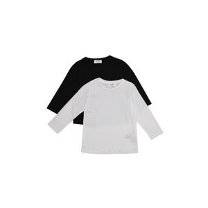 Trendyol Black and White 2-Pack Boy's Basic Knitted T-Shirt