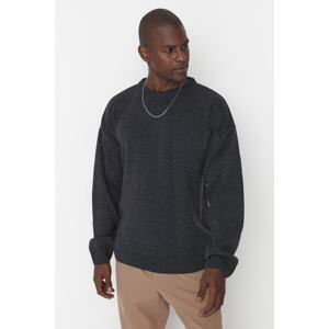 Trendyol Anthracite Crew Neck Oversize Fit Knitwear Sweater