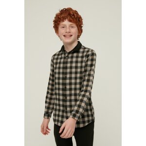 Trendyol Boy's Brown Checkered Woven Shirt