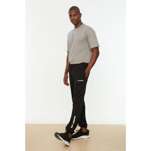 Trendyol Black Men's Regular/Normal Cut Rubber Leg Lace-up Text Printed Sweatpants