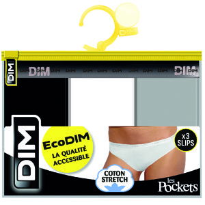 DIM ECO LES POCKETS SLIP 3x - 3 pcs of women's panties - black - gray - white