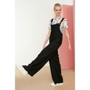 Trendyol Black Wide Leg Maxi Gilet Woven Linen Look Jumpsuit