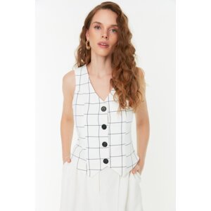 Trendyol Weave Ecru Checkered Vest