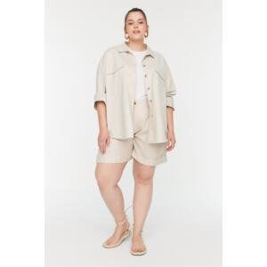 Trendyol Curve Beige Pleated Woven Shorts