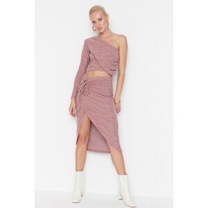 Trendyol Dried Rose Yumos Knitted Top and Bottom Set