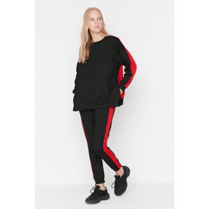 Trendyol Black Color Block Thin Knitted Tracksuit Set