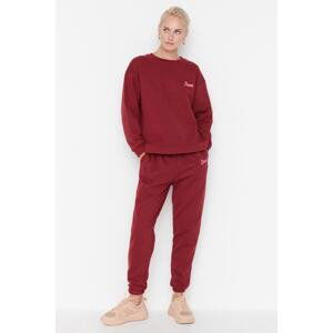 Trendyol Claret Red Loose Jogger Fleece Inside, Thin Knitted Sweatpants