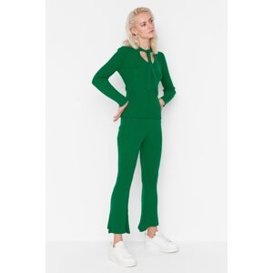 Trendyol Emerald Green Collar Detailed Knitwear Top and Bottom Set