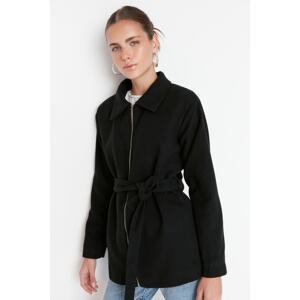 Trendyol černý kabát se širokým střihem na zip