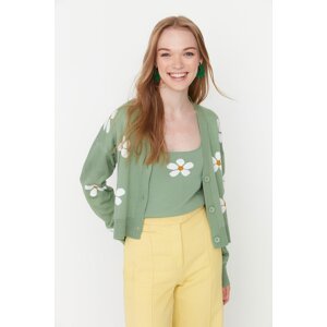 Trendyol Mint Blouse-Cardigan Jacquard Knitwear Cardigan