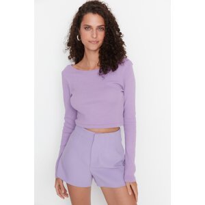 Trendyol Lilac Decollete Decollete Chain Crop Ribbed Knitted Blouse