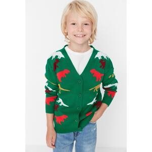Trendyol Green Dinosaur Pattern Boy Knitwear Sweater