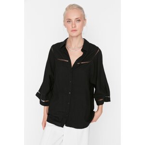 Trendyol Black Woven Lace Striped Shirt