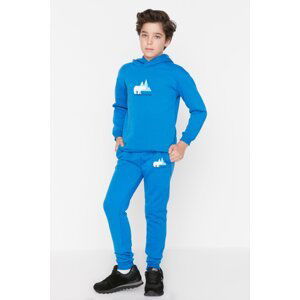 Trendyol Blue Fleece Boys' Knitted Tracksuit Set