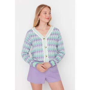 Trendyol Lilac Patterned Knitwear Cardigan