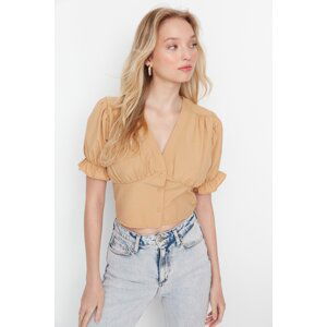 Trendyol Beige Crop Shirt