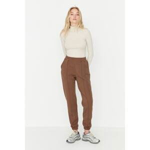 Trendyol Brown Rib Stitching Thick Knitted Sweatpants With Fleece Inside