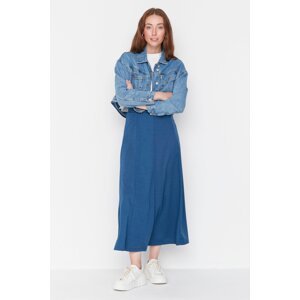 Trendyol Navy Blue Flared Scuba Knitted Skirt