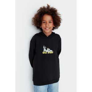 Trendyol Black Bugs Bunny Licensed Hoodie Boy Knitted Sweatshirt