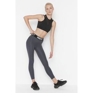 Trendyol Smoky Compression Slogan Printed Full Length Sports Leggings