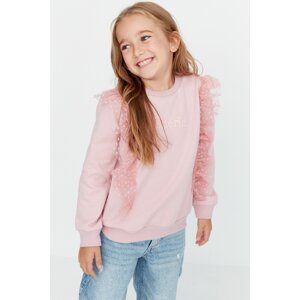 Trendyol Pink Tulle Detailed Girls Knitted Sweatshirt
