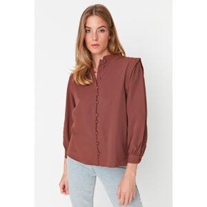 Trendyol Brown Shoulder Detailed Woven Shirt