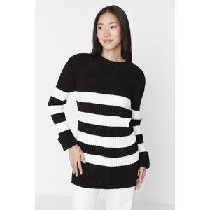 Trendyol Black Thick Striped Ribbed Knitwear Sweater