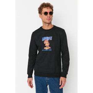 Trendyol Men's Black Regular Fit Crew Neck Garfield Licensed Sweatshirt