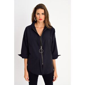 Cool & Sexy Women's Black Zipper Shirt