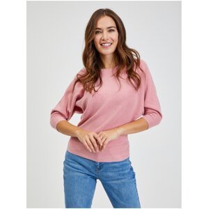 Růžový dámský žebrovaný svetr s netopýřími rukávy ORSAY - Dámské