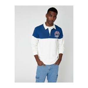 Koton Polo Neck Sweatshirt College Printed Buttoned