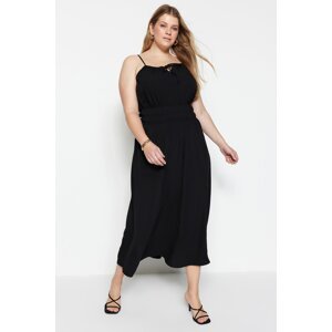 Trendyol Curve Black Woven Elastic Waist Dress
