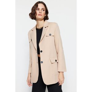 Trendyol Beige Oversized Blazer Jacket With Woven Lined