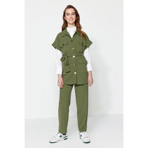 Trendyol Khaki Khaki Scuba Knitted Suit Knitted Two Piece Set