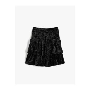 Koton Velvet Skirt Ruffle Tiered