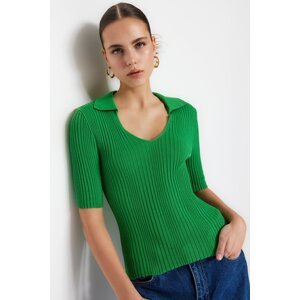 Trendyol Green Polo Collar Basic Knitwear Sweater