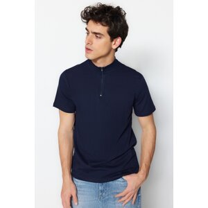 Trendyol Navy Blue Collar Zippered T-Shirt