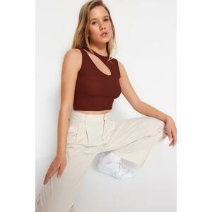 Trendyol Brown With Window/Cut Out Detail Knitted Crescent Knit Blouse