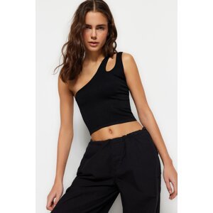 Trendyol Black Seamless Fitted One Shoulder Crop Stretchy Knitted Blouse