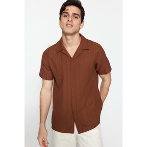 Trendyol Brown Men's Regular Fit Linen Look Shirt